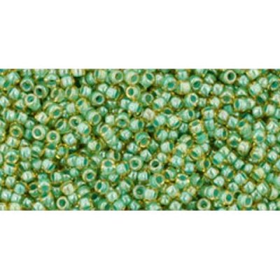 Japanese Toho Seed Beads Tube Round 15/0 Inside-Color Topaz/Mint Julep-Lined TR-15-380