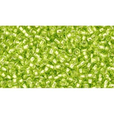 Japanese Toho Seed Beads Tube Round 15/0 Silver-Lined Lime Green TR-15-24