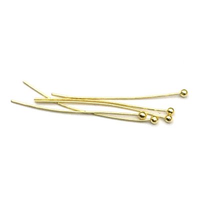 Head Pins w/Ball Brass 30x0.5mm 24GA THIN (200) Gold 15.17 Grams