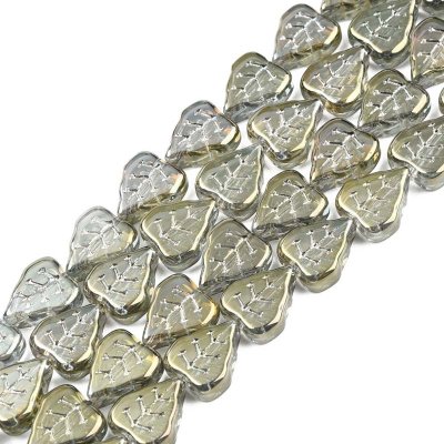 Glass Beads Leaves Medium 12x10mm (52) Electroplated Olive