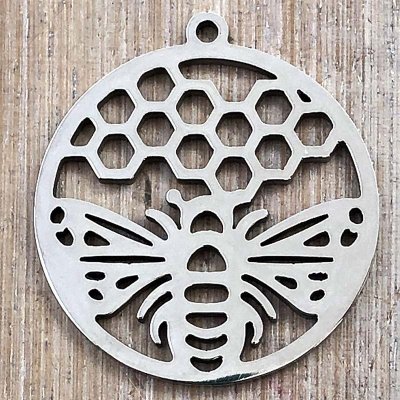 Stainless Steel Charm Circle 33 Bee 27x25mm (1) Original