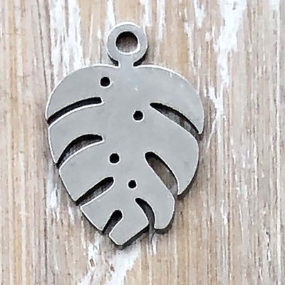 Stainless Steel Charm Leaf 11 Monstera Small 13x9mm (1) Original