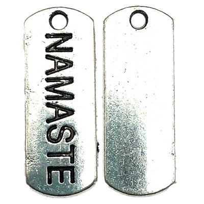 Cast Metal Charm 'NAMASTE' Tag 21x8mm (20) Antique Silver