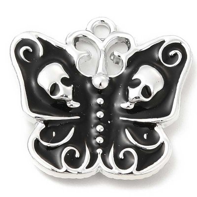 Cast Metal Charm Butterfly  Gothic 02 22x23mm (1) Silver
