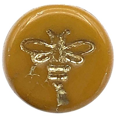 Czech Glass Beads Bee Pressed Coin 12mm (10) Mustard Orange Opaque w/ Gold Wash