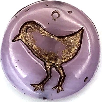 Czech Glass Beads Coin w/Bird 12mm (10) Pink Lilac Mix