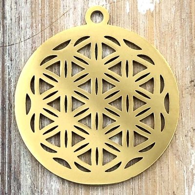 Stainless Steel Charm Flower of Life 22x19mm (1) Gold