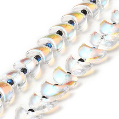 Glass Beads Crescent Moon 14x9mm (78) Electroplate Clear AB