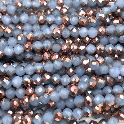 Imperial Crystal Bead Rondelle 4x6mm (85) Opaque Blue Half Metallic Copper