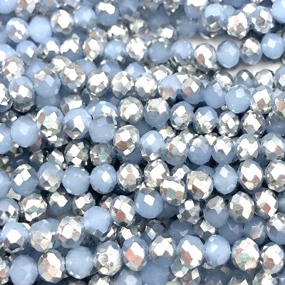 Imperial Crystal Bead Rondelle 4x6mm (85) Opaque Blue Half Metallic Silver