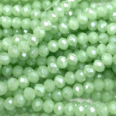 Imperial Crystal Bead Rondelle 4x6mm (85) Opaque Pale Green  Pearl Luster Plated