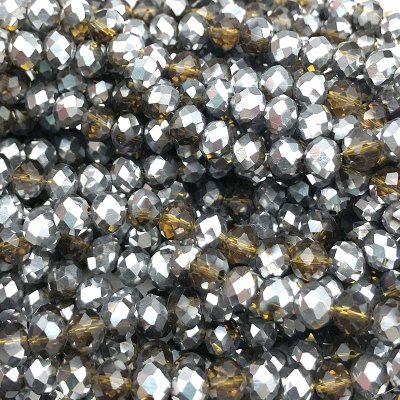 Imperial Crystal Bead Rondelle 4x6mm (85) Smoky Topaz Half Metallic Silver