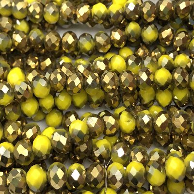 Imperial Crystal Bead Rondelle 4x6mm (85) Opaque Yellow Half Metallic Gold