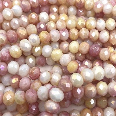 Imperial Crystal Bead Rondelle 6x8mm (68) Opaque Stone Pastel Pink AB