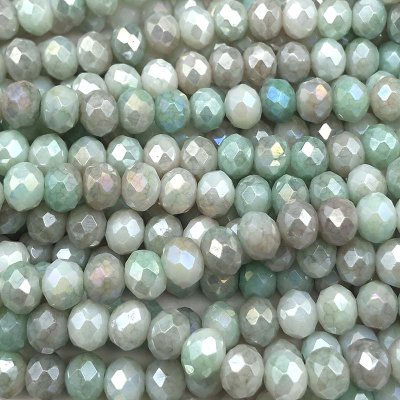 Imperial Crystal Bead Rondelle 6x8mm (68) Opaque Stone Pastel Green AB