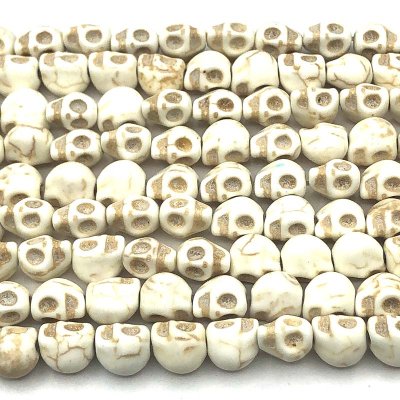 Howlite (Synthetic) Beads "Sugar Skulls" Small 8x6mm (48) White
