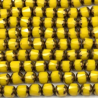 Glass Beads Cathedral Rondelle 5.5mm (65) Electroplated Yellow Gold