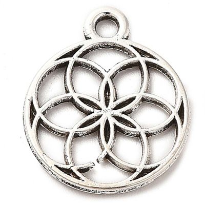 Cast Metal Charm Seed Of LIfe Small 17x14mm (40) Antique Silver