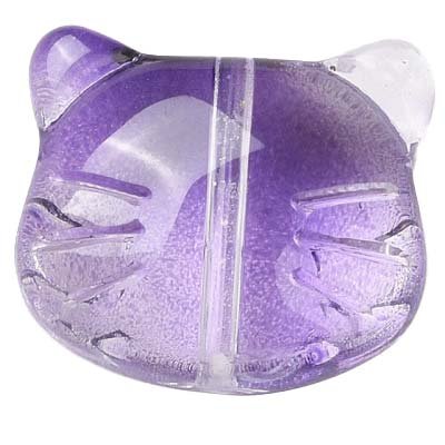 Glass Beads Cat Head 12x14mm (10) Violet