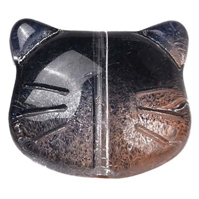 Glass Beads Cat Head 12x14mm (10) Dual Black Orange