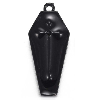 Cast Metal Charm Coffin 25x11mm (1) Black Gunmetal