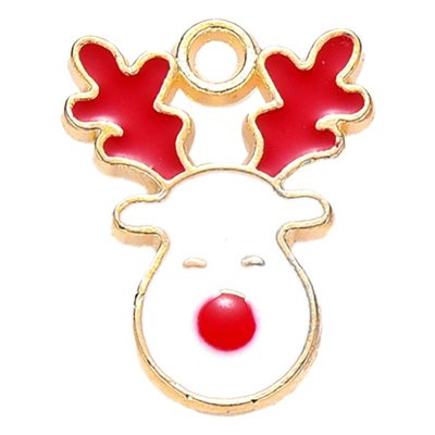 Cast Metal Charm Christmas Reindeer Small 17x13mm (10) White Gold