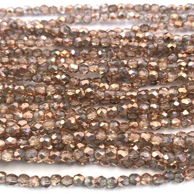 Czech Faceted Round Firepolished Glass Beads 3mm (50) Apollo - Gold
