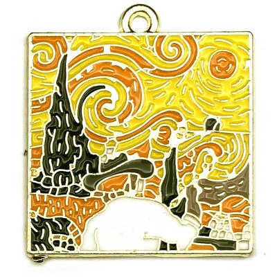 Cast Metal Charm Painting 03 28x25mm (1) Yellow Gold