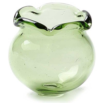 Blown Glass Beads Flower Cup 15x16mm (2) Green
