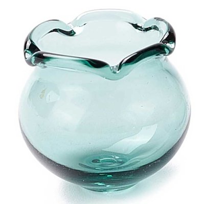 Blown Glass Beads Flower Cup 15x16mm (2) Sea Green