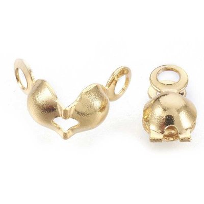 Calotte Ends, Clamshell Knot Cover Bottom Fold 304 Stainless Steel Medium 8x4mm (200) 18k Gold
