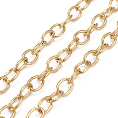Chain Cable  Oval 304 Stainless Steel Unwelded 8x6x1mm - 2 Metres - Gold