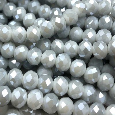 Imperial Crystal Bead Rondelle 8x10mm (70) Electroplated White Smoke