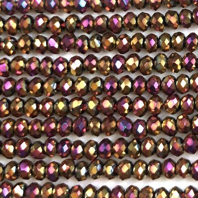 Imperial Crystal Bead Rondelle 2x1.5mm (200) Metallic Rose Gold Purple