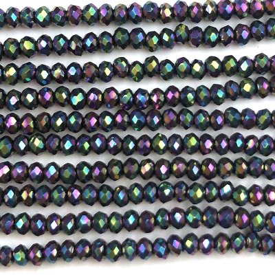 Imperial Crystal Bead Rondelle 2x1.5mm (200) Metallic Purple Green