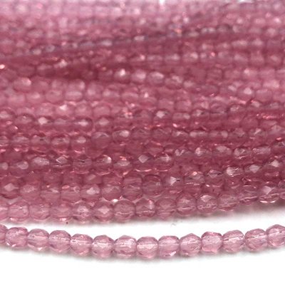 Czech Faceted Round Firepolished Glass Beads 3mm (50) Milky Pink