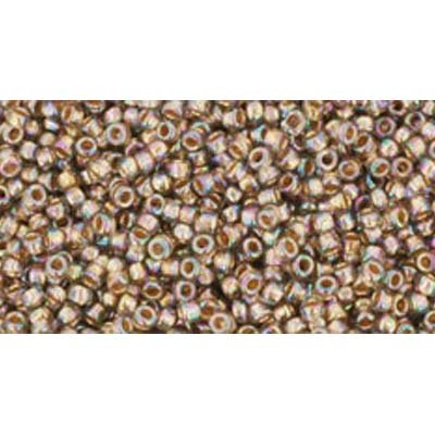 Japanese Toho Seed Beads Tube Round 15/0 Gold-Lined Rainbow Black Diamond TR-15-999
