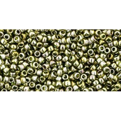Japanese Toho Seed Beads Tube Round 15/0 Gold-Lustered Green Tea TR-15-457