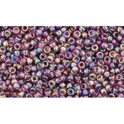 Japanese Toho Seed Beads Tube Round 15/0 Transparent Rainbow Med Amethyst TR-15-166B