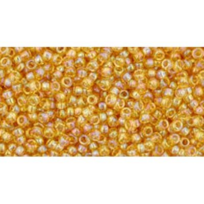 Japanese Toho Seed Beads Tube Round 15/0 Transparent-Rainbow Med Topaz TR-15-162B