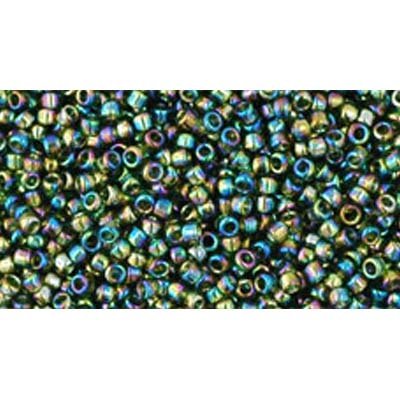 Japanese Toho Seed Beads Tube Round 15/0 Transparent-Rainbow Olivine TR-15-180