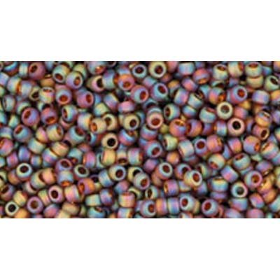 Japanese Toho Seed Beads Tube Round 15/0 Transparent-Rainbow Frosted Smoky Topaz TR-15-177F