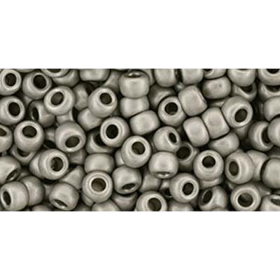 Japanese Toho Seed Beads Tube Round 6/0 Metallic Frosted Antique Silver TR-06-566