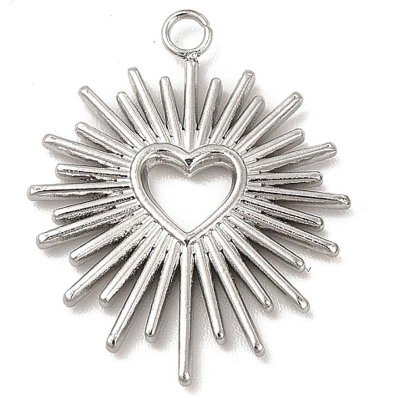 Stainless Steel Charm Heart Rays 22x18mm (1) 304 Original