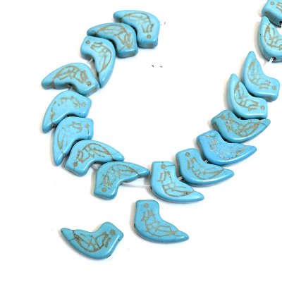 Turquoise (Synthetic) Beads Bird 11x14mm (40) Blue