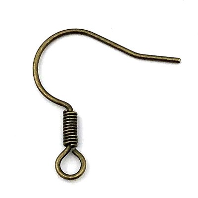 Ear Wire Hook Coil 02 Brass (100) Antique Bronze
