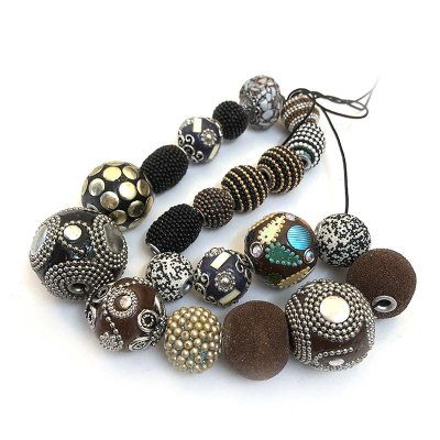 Kashmiri Style Beads Mixed Strand 001 Brown & Black