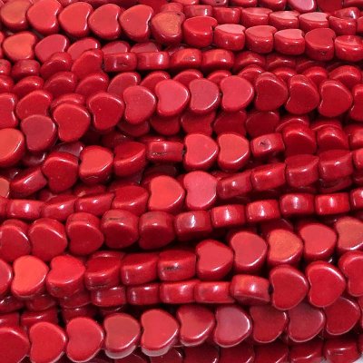 Howlite (Synthetic) Beads Hearts Tiny 5x6mm (75) Red