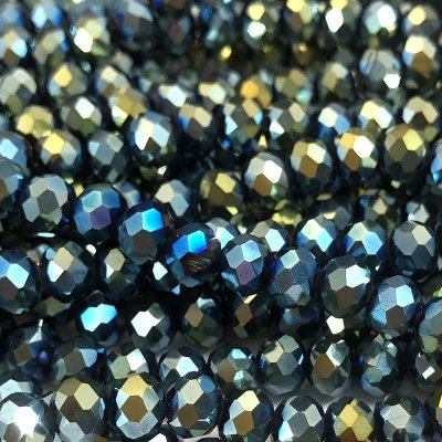 Imperial Crystal Bead Rondelle 4x6mm (85) Metallic Electroplate Green
