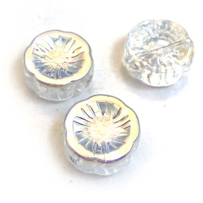Glass Beads Hibiscus 14mm (45) Electroplated Crystal AB